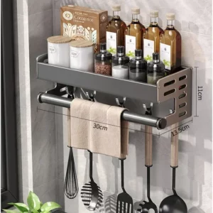 Wall-Mounted Kitchen Spice Storage Rack Condiment Rack Multifunctional Household Utensil Rack Kitchen Hanging Organizers - Image 3