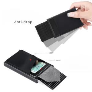 Automatic Flip Card Side Push Card Holder Sleeve Large Capacity 12 Cards Slot Metal Cards Box Men Credit Card Anti-theft Wallets - Image 3