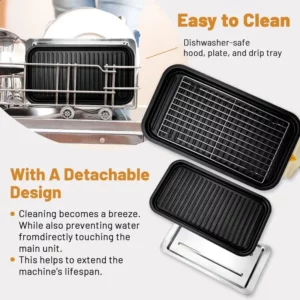 Pukomc Electric Smokeless Indoor Grill, Non-Stick Cooking Removable Plate, Portable Korean BBQ Grill with Removable Temperature - Image 3