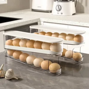 Bilayer Fridge Egg Storage Box Automatic Rolling Eggs Holder Rack Ladder Style Refrigerator Eggs Dispenser Egg Organizer Holder - Image 3