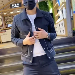 Trendy Casual Men's Jacket Simple and Handsome Jacket Trendy Men's Internet Celebrity Slim Fit Lapel Long Sleeved Top - Image 4