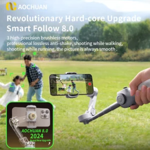 AOCHUAN Handheld Gimbal Stabilizer 3-Axis Smart V8 For Phone with Extension Rod Tripod Face Tracking For iPhone Android TikTok - Image 3