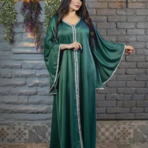 2023 New Muslim Abaya Women Fashion Crystal Caftan Marocain Islam Clothing Big Sleeve Satin Party Evening Dress Ramadan Clothes - Image 4
