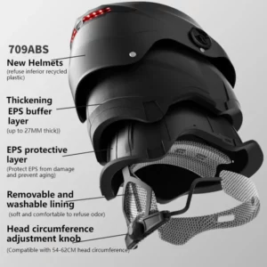 Electric Car Helmet Men Summer Sun Protection Led Battery Car Hard Hat Women's Four Seasons Universal Motorcycle Half Helmet - Image 3