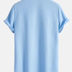 2024 Men's Shirts Casual Button Down Short Sleeve Solid Color Stand Collar Beach Yoga Beach Hawaiian Summer Holiday Tops for Men - Image 2