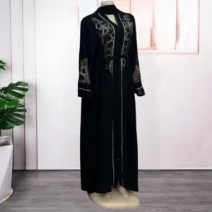 2025 New Europe and The United States New Bat-sleeve Fold Print Large Size Dress Loose Temperament Muslim Robe Long Dress - Image 2