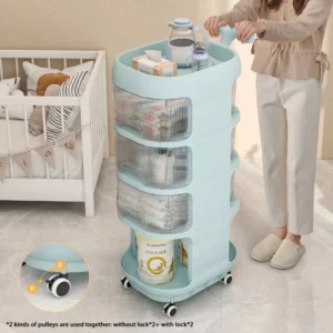 Hand Push Style Baby's Storage Shelf Multi-Layer Rack Plastic Drawers Finishing Rack with pulley Clothes Diapers Toys Sorting - Image 3