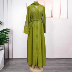 2025 New Europe and The United States New Bat-sleeve Fold Print Large Size Dress Loose Temperament Muslim Robe Long Dress - Image 6