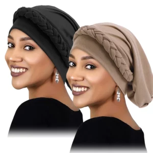 2PCS/LOT New Women's Braid Elastic Turban Muslim Twist Fashion Hat Cancer Hat Chemo Cap Head Wrap Cover Hair Islamic Headwear - Image 4
