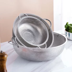 Stainless Steel Drain Basket Colander Fruit Rice Vegetable Washing Basket Strainer Drainer with Handle Kitchen Storage Tools - Image 2