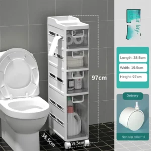 Toilet Rack Floor-to-ceiling Toilet Side Cabinet Side Cabinet Toilet Toilet Crevice Cabinet Storage Storage Artifact Bathroom - Image 6