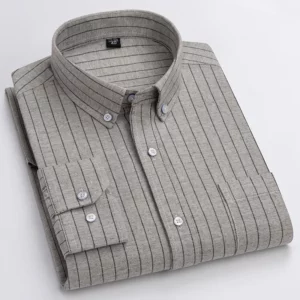 New in shirtplus size 7XL 100%cotton sanding long-sleeve shirts for men slim fit plain shirt striped plaid single pocket clothes - Image 6