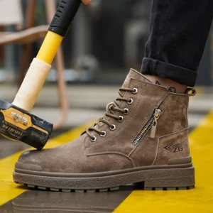 Latest 2024 Fashion Pig Skin Anti Scald Welding Shoes Indestructible Steel Toe Cap Nail Proof Men Safety Work Boots Sneakers - Image 4
