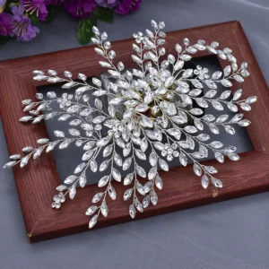 A422 Silver Bridal Hair Piece Shinny Wedding Headbands Tiaras Handmade Wedding Hair Accessories Head Jewelry Bride Headwear - Image 5