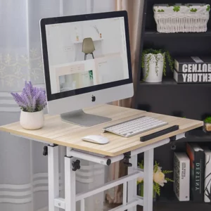 Mobile Standing Desk, Portable Stand Up Desk, Small Adjustable Standing Desk Converter with Wheels Home Office Workstation - Image 6