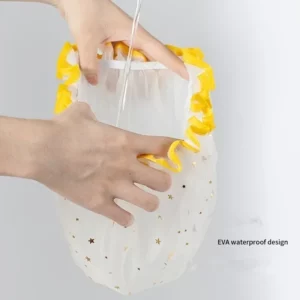 Waterproof Double-Layer Shower Cap Starry Sky Design Fashion Reusable Bathing Hat Kitchen Oil-proof Sanitary Hat - Image 2