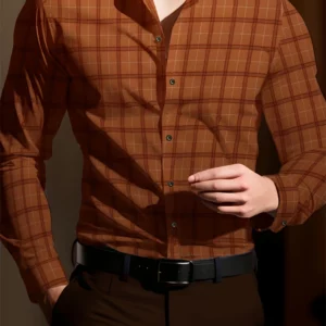 2025 New Business Casual Men's Formal Shirts Checkered Print Button Down Shirt Long-sleeved Business Daily Spring And Fall Shirt - Image 1