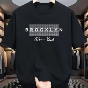 Brooklyn, NY Men's T-Shirt 100% Polyester Style T-Shirt, Crew Neck, Slightly Stretchy Fabric, Summer Casual Short Sleeve Top - Image 2