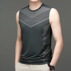 Summer New Round Neck Fashion Sleeveless Tank Man High Street Casual Loose Breathable Pullovers Printing Motion Quick Drying Top - Image 4