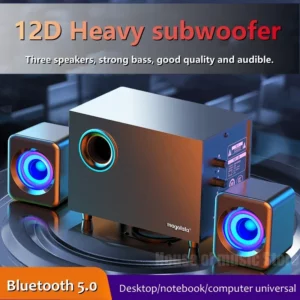 USB Wired Bluetooth Computer Speaker Home 2.1 Channel Wooden Desktop Subwoofer Active Audio 3D Surround Sound Bass Game Speakers - Image 3