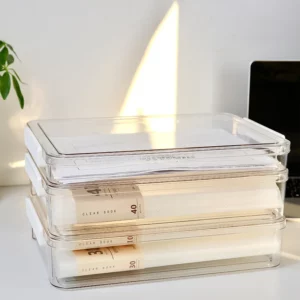 Document Organizer Household Certificate File A4A5Box Acrylic Transparent Desktop Paper Storage Box Photocard Holder Collect Box - Image 3
