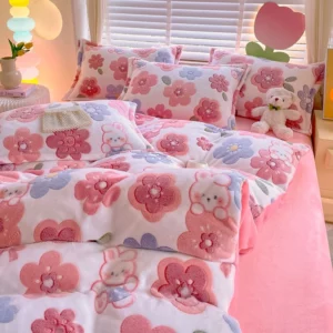 1pc Flower Printed Duvet Cover for Winter Warm Thick Quilt Cover funda nordica Soft Fleece Fluffy Comforter Cover 220x240cm 이불커버 - Image 2