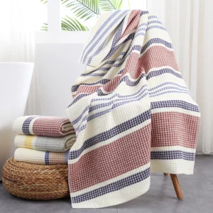 70x140cm pure cotton thickened household towel Not falling off soft absorbent adult towel colorful Striped adult bath towel - Image 3