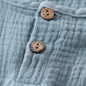 children t shirts fashion linen pleated boys t shirt children t-shirt 2025 summer baby boys girls t-shirt children clothes kids - Image 3