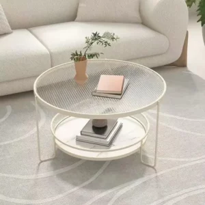 Tempered Glass Coffee Table Small Living Room Round Home Minimalist Table Modern Simple Luxury Furniture Mesas Marble Slate ins - Image 3