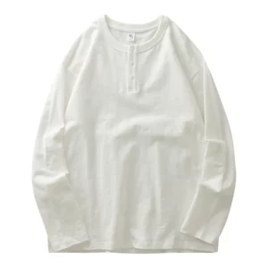 Dukeen 320G Heavyweight 100% Cotton Henley Neck T Shirt for Men Long-Sleeved Spring Autumn Casual Tops Solid Color Undershirts - Image 6