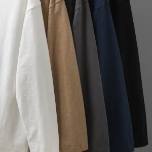 Dukeen 320G Heavyweight 100% Cotton Henley Neck T Shirt for Men Long-Sleeved Spring Autumn Casual Tops Solid Color Undershirts - Image 3