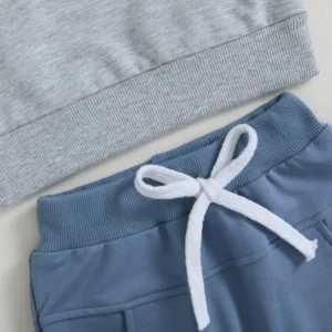 Newborn Baby Boy Pant Sets Autumn Clothes 2 Piece Outfits Contrast Color Long Sleeve Sweatshirt and Elastic Pants Baby Items - Image 5