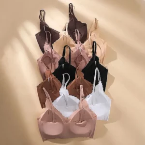 Hot Sale 6 Colors New Ice Silk Underwear Comfy Bra WireFree Padded Wavy Edge Invisible Yoga Wear Ladies Bra Seamless Women Bra - Image 6