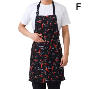 Kitchen Cooking Apron Chef Halterneck Apron With 2 Pockets Catering Sleeveless Aprons Men Woman BBQ Waiter Printing Apron - Image 3