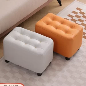 leather foot stool home bench living room pedal sofa coffee table stool - Image 1