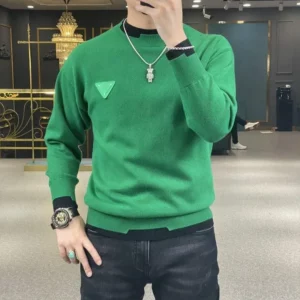 Autumn/Winter Casual Men's Sweater Long Sleeve Pullovers Fashion Contrast Crew Neck Sweatshirt Streetwear Men Clothing M-4XL - Image 3