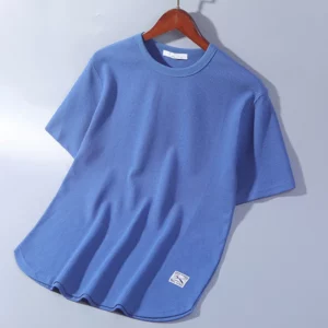 5XL Solid Color Waffle T-shirts for Men Casual Brand Quality Short-sleeved Men's Tees New Summer Fashion Designer Tops Male - Image 5