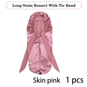 Soft Silky Long Satin Bonnet For Natural Hair And Curly Hair Extra Large Size Hair Cap With Tie For Comfortable Night Sleep 1Pcs - Image 5