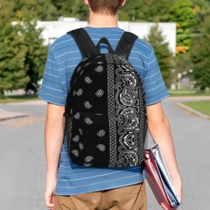 Custom Black White Paisley Chicano Bandana Style Laptop Backpack Women Men Basic Bookbag for School College Student Bag - Image 6