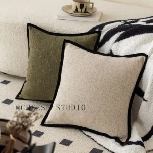 French Medieval Style Pillowcase Black Border Retro Green Cushion Cover American Style Living Room Sofa Decor Waist Pillow Cover - Image 2