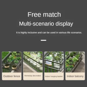 Balcony Flower Rack Shelf Green Radish Wrought Iron Fleshy Flower Rack Hanging Plant Rack Railing Indoor Guardrail Flowerpot - Image 5