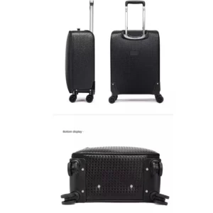 Genuine Leather Trolley Case 20 Inch Men's Business Boarding Suitcase Universal Wheel Luggage Bag 16 Inch Woven Pattern Leather - Image 5