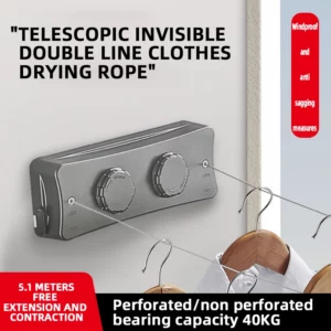 New Style Clothes Line Dryer Bathroom Drying Rack Clothes Rack Laundry Drying Hanger Double Layer WB3029 - Image 2