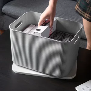 Large Plastic Clothing Storage Box Toys Organizer Container Vertical Stripes Home Storage Bins With Lid Side Handle Makeup Box - Image 6