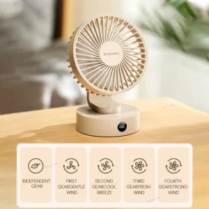 Portable Mini Desktop Fan Silent High Wind Power Cordless Rechargeable Fan 5 Speed Cooler Small Fan for Students Office Gifts - Image 4
