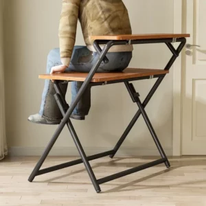 Metal Desk Foldable Computer Desk Student Home Small Apartment Bedside Table School Dormitory Small Table Simple Study Table - Image 3