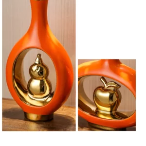 Chinese Style Creativity Ceramic Vase Wooden Frame Retro Openwork Vase Modern Home Flower Arrangement Decoration Flower Vases - Image 5
