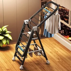 Carbon Steel Clothes Drying Rack, Floor Folding, Household Clothes Drying Pole, Balcony, Simple Rack - Image 3