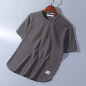 5XL Solid Color Waffle T-shirts for Men Casual Brand Quality Short-sleeved Men's Tees New Summer Fashion Designer Tops Male - Image 4