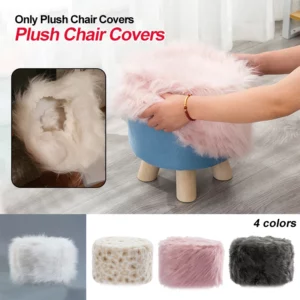 Plush Fabric Ottoman Cover Footrest Covers Artificial Wool Soft Sheepskin Chair Covers Footstool Protector Covers Without Stool - Image 2